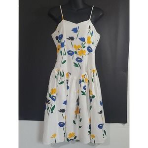 Vintage Elvira Vali Spaghetti Strap Textured Sz 16 Cottage Core Floral Sundress